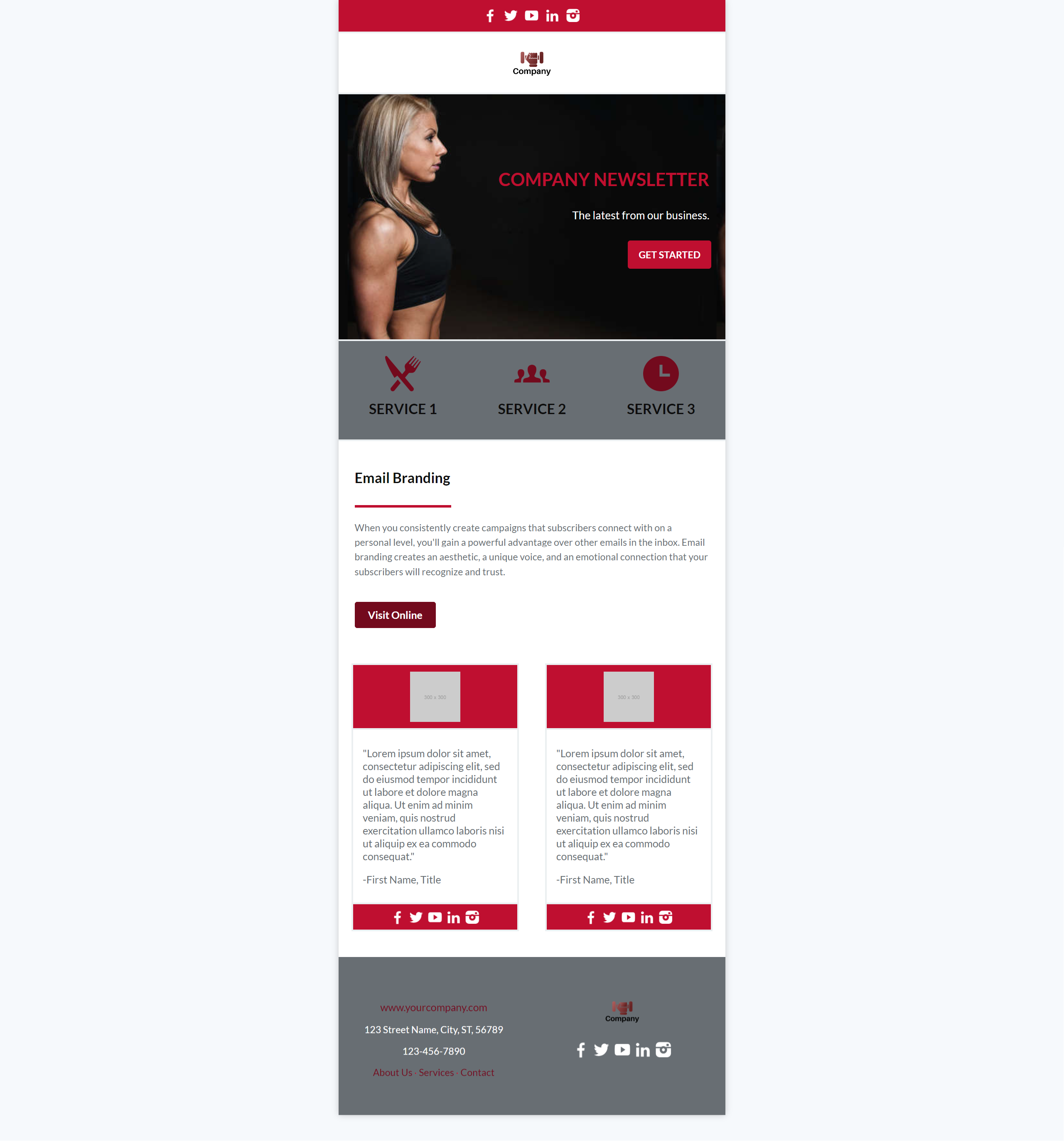 Screenshot of Fitness Business Email Template